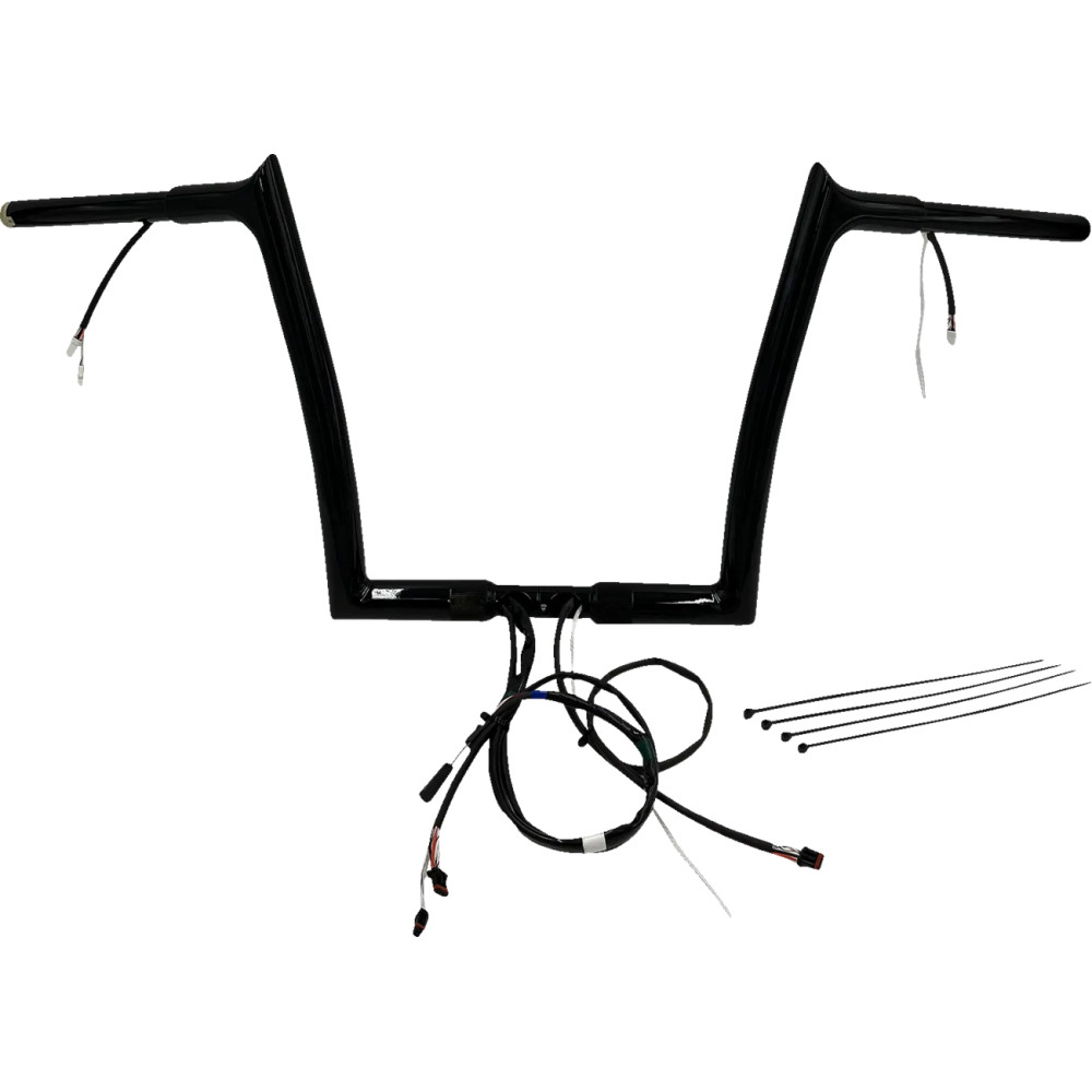 Kit de manillar EZ Install Wired punta superior apuntada de 1-1/4" — abrazadera 1-1/4", 35" ancho, 12" alzada, Negro