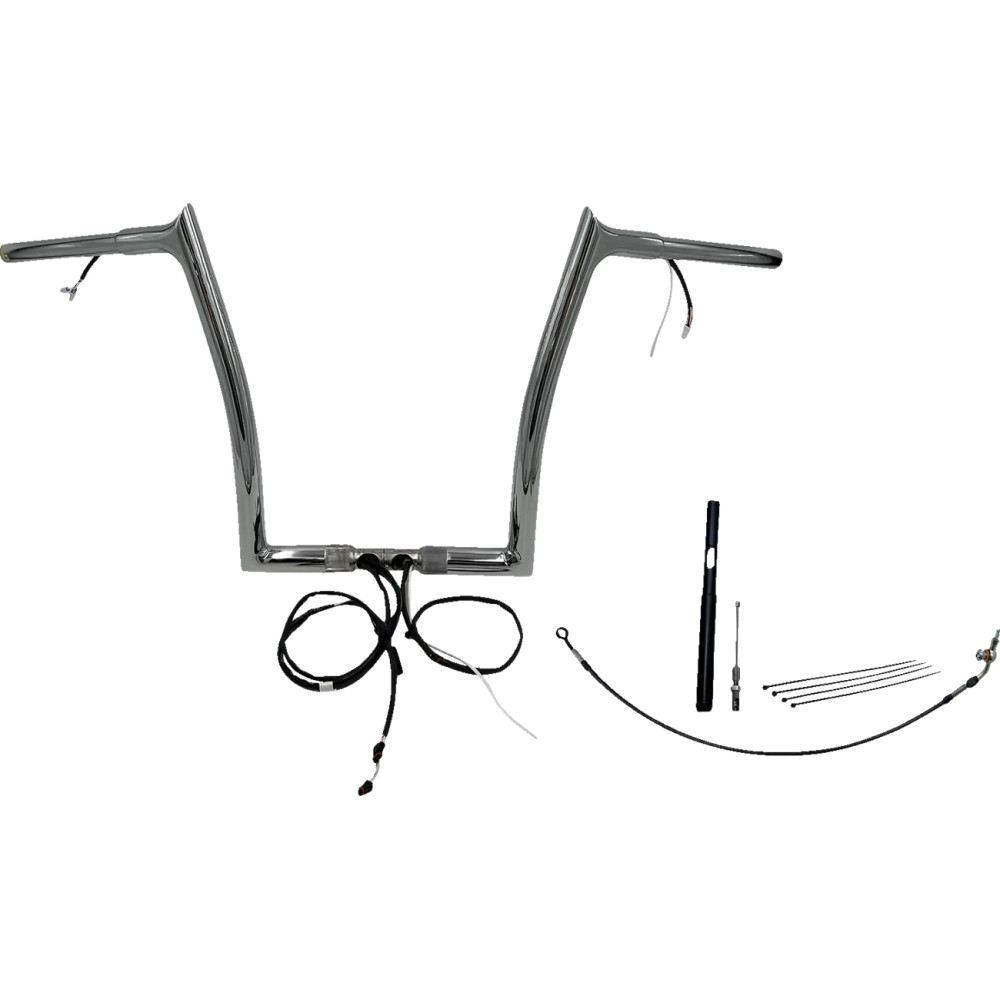 Kit de manillar EZ Install Wired 1-1/4" con punta superior — diámetro 1-1/4", 14" de subida, 35" de ancho, cromado