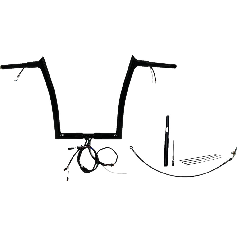 Kit de manillar EZ Install con cableado y punta de 1-1/4" — abrazadera 1-1/4", subida 14", ancho 35", Negro