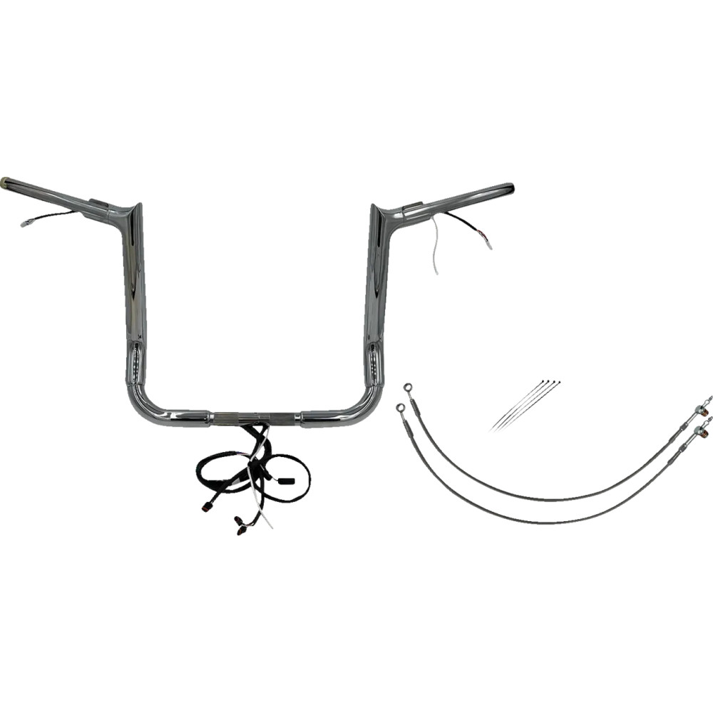 Kit de manillar EZ Install cableado 1-1/2" punta superior — 1-1/2" dia., 14" alzada, 36" ancho, cromo