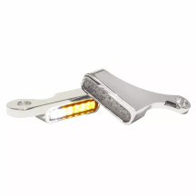 Intermitentes LED de manillar — 12V, montaje en manillar, cromo/natural