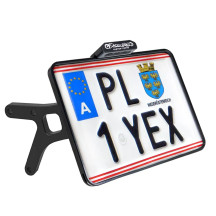 License Plate Side Mounts - with 1" Axle — 17 cm height, 21 cm width, chrome