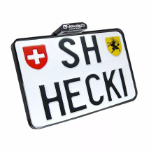 Slip-In License Plate Mounts — 14 cm × 18 cm, rear, chrome