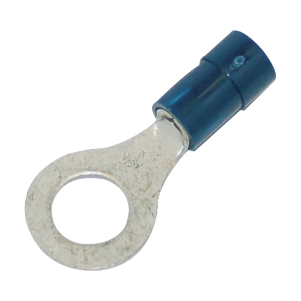 Quick Disconnects and Terminals — Ring terminal, 16-14 AWG, 1/4" stud, 25 pack, blue