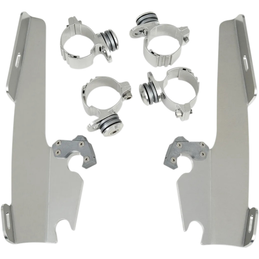 Fats/Slim Windshield Trigger-Lock Complete Mount Kit — Fits Memphis Fats, Memphis Slim without OEM light bar, Polished