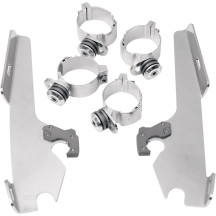 Fats/Slim Parabrisas Trigger-Lock Kit de montaje completo — compatible con Memphis Fats/Slim, sin barra de luz OEM, Pulido