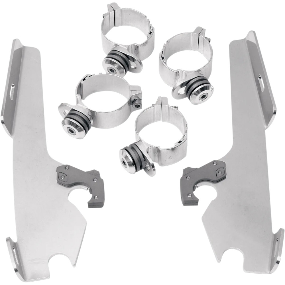 Fats/Slim Parabrisas Trigger-Lock Kit de montaje completo — compatible con Memphis Fats/Slim, sin barra de luz OEM, Pulido