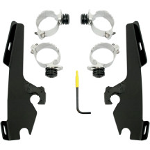 Kit de montaje completo para parabrisas Fats/Slim Trigger-Lock — Compatible con Memphis Fats/Slim, sin barra de luz OEM, Negro