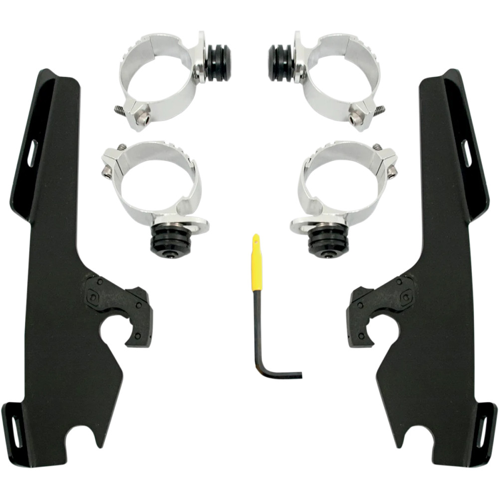 Kit de montaje completo para parabrisas Fats/Slim Trigger-Lock — Compatible con Memphis Fats/Slim, sin barra de luz OEM, Negro