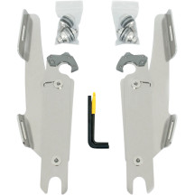 Kit de montaje completo Fats/Slim Windshield Trigger-Lock — Pulido, para Batwing Fairing, sin barra de luz OEM