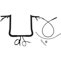 EZ Install Wired Handlebar Kit — Rise 16", Width 36", Clamp 1", Black powder-coated