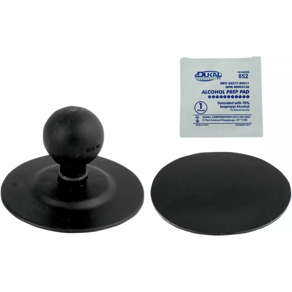 Soporte de bola universal — bola de goma de 1", base para poste de espejo, negro, acabado en polvo