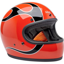 Gringo Flames Helmet — L, Full-Face, Competition Orange Gloss