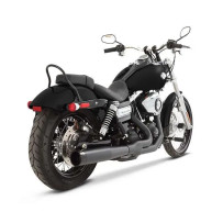 Sistema de escape 2 en 1 para Dyna — silenciador de 4", puertos O2 18 mm, adaptador requerido 2012–2017 Dyna, Negro