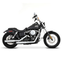 Silenciadores slip-on dobles de 3" para Softails — 3" de diámetro, acabado cromado, tapas negras