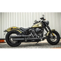 Silenciadores Slip-On dobles de 3" para Softails — 3" (76,2 mm), negro, montaje lado derecho