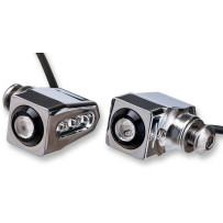 Intermitentes individuales Rat Eye LED — montaje en horquilla, LED, Rojo, Cromo