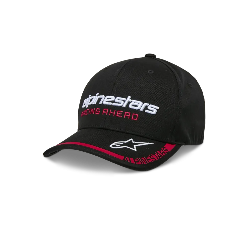 Gorra Indent de Visera Curvada — S/M, Negro/Rojo/Blanco