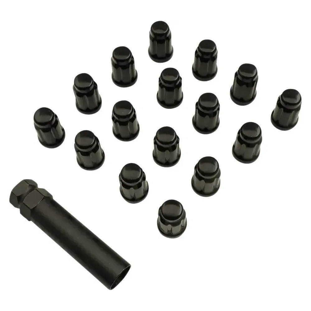 Tuercas estriadas — 12 mm x 1.25, paquete de 16, negro mate Tuercas estriadas — 12 mm x 1.25, paquete de 16, negro mate