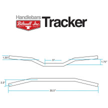 1" Handlebar — 1" clamping diameter, 20.5 cm rise, 77.5 cm width, Chrome