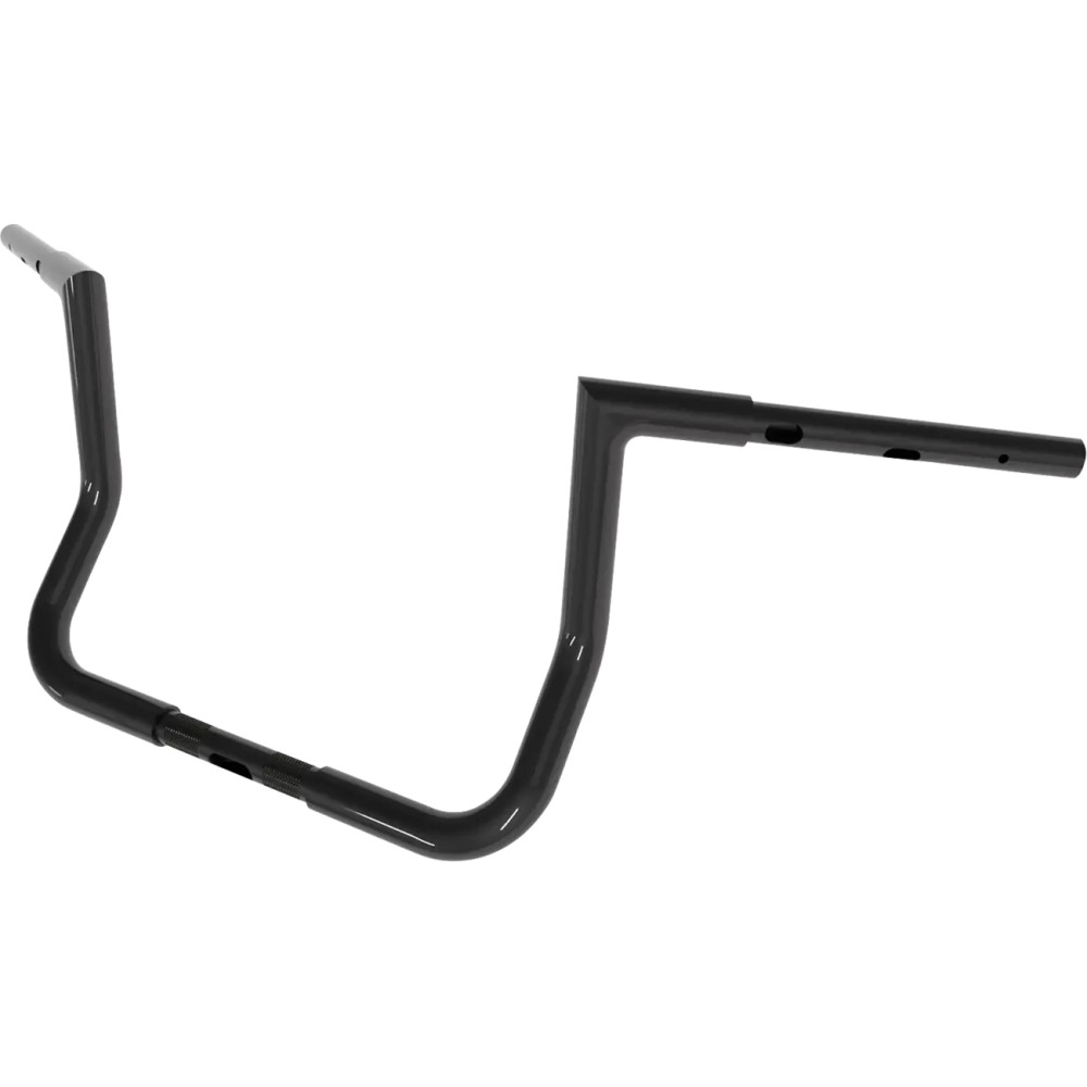 Crusader Square Top Handlebar — 36-1/4 in W, 10 in rise, 1 in clamp, 1-1/4 in dia, Black gloss