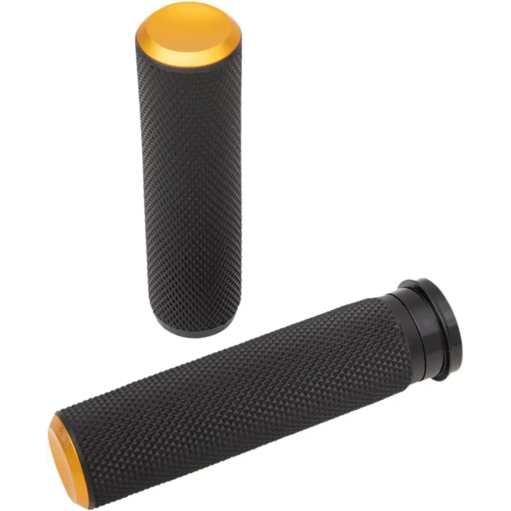 Knurled Grips — 25.4 mm (1\") handlebar fit, Black, Gold, Anodized