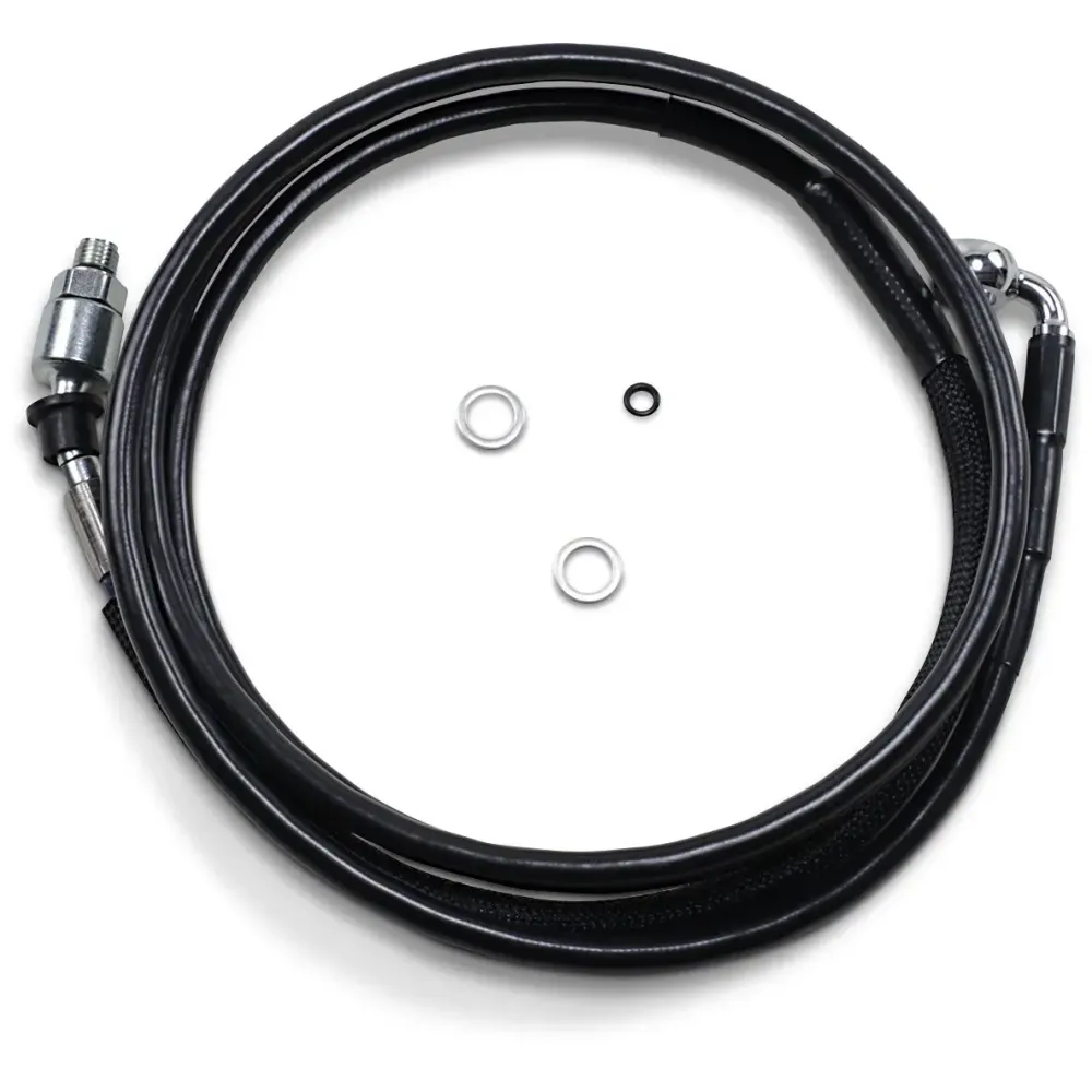Línea de embrague hidráulica de acero inoxidable — +8" (203 mm), Negro con revestimiento de vinilo
