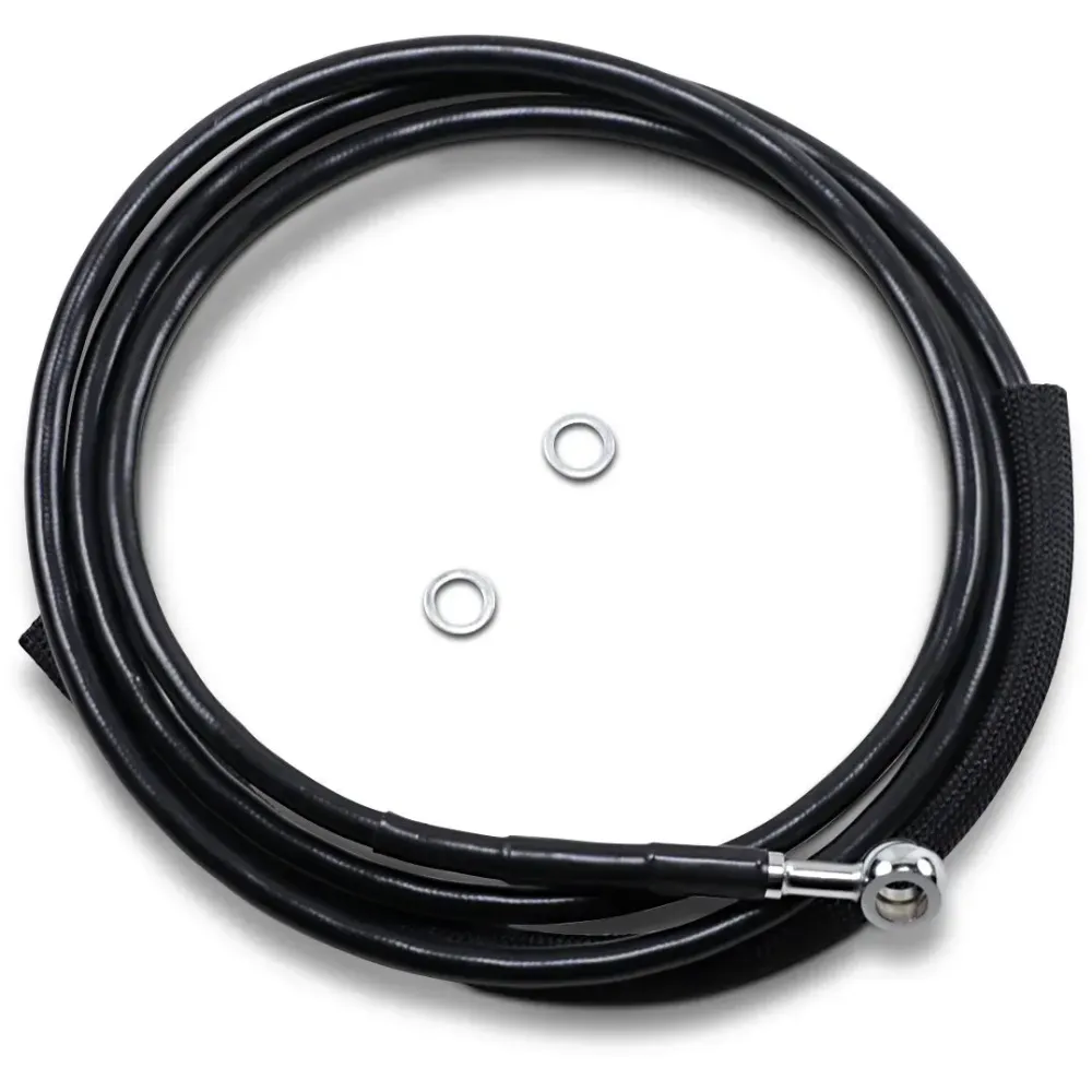 Latiguillo de embrague hidráulico de acero inoxidable — +4" (102 mm), negro con recubrimiento de vinilo