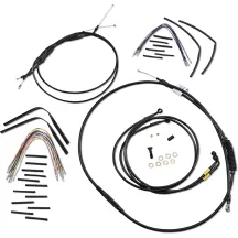 Complete Black Vinyl Handlebar Cable/Line Kit for Ape Hangers — 40.5 cm (16") , Ape Hanger