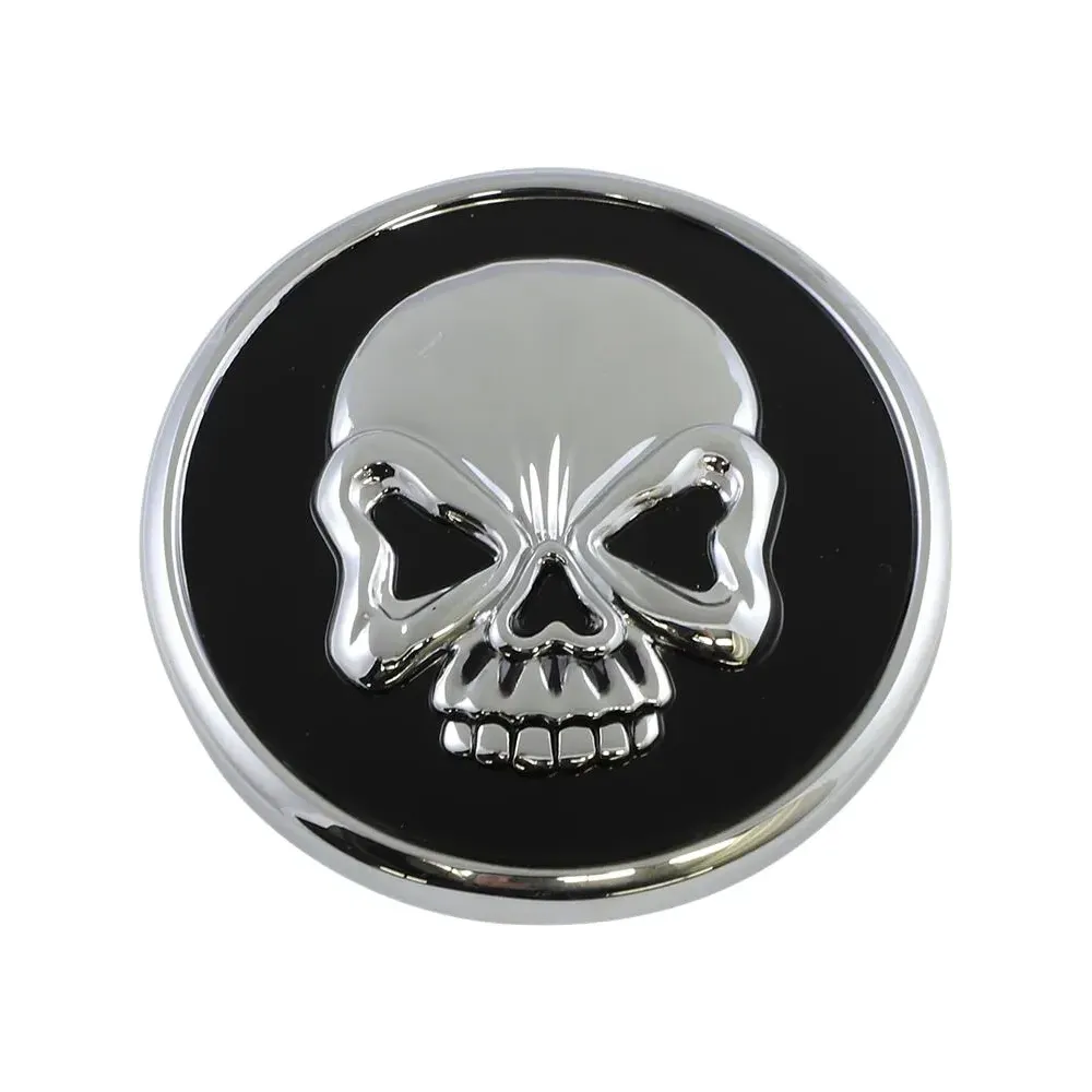 Tapón de gasolina Skull — Ventilado, de rosca, Negro/Cromo