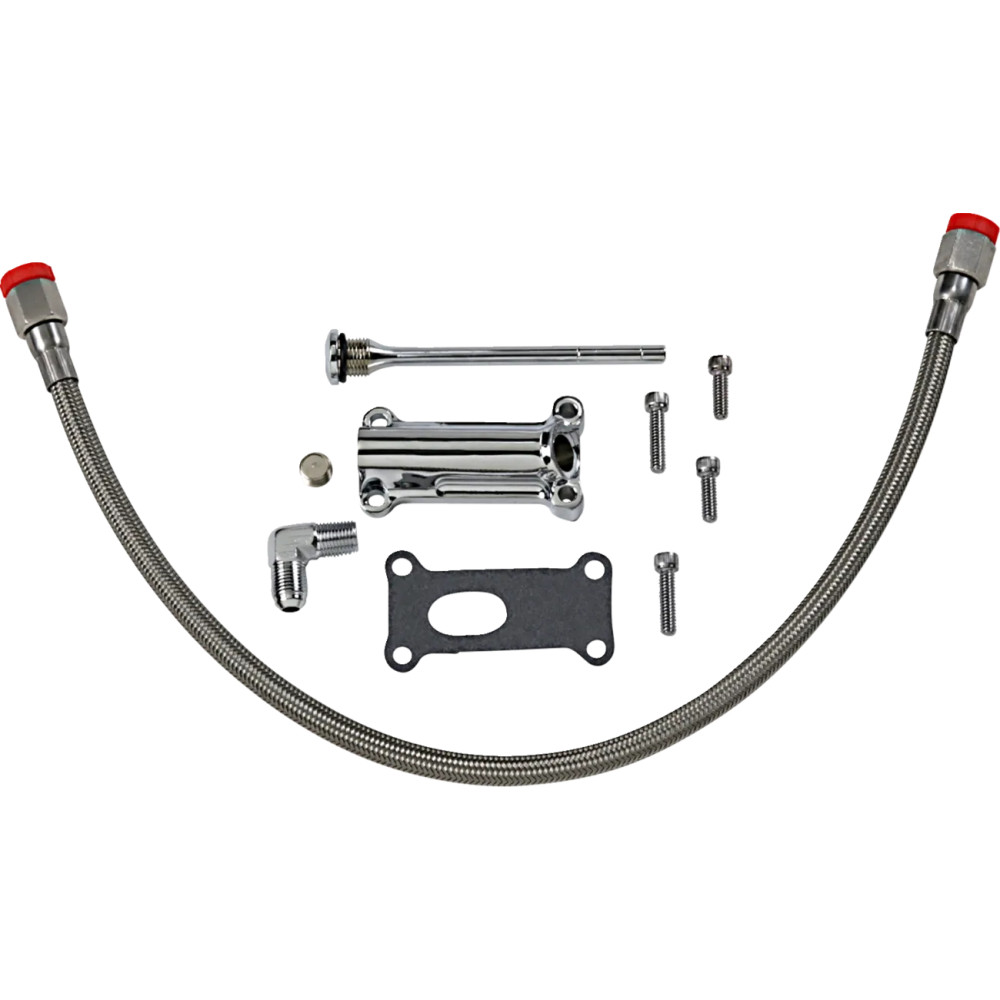 Engine Oil Spout Kit — 6061-T6 aluminum, black or chrome finish