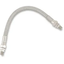 Línea de aceite trenzada universal de acero inoxidable — 10" de longitud, racor 1/8" NPT, 11/32" diámetro interior, cromado