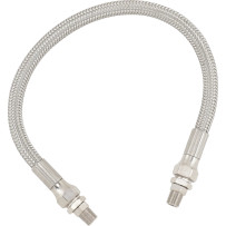 Universal Stainless Steel Braided Oil Line — 14" length, 11/32" ID, 1/8" NPT, chrome