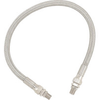 Universal Stainless Steel Braided Oil Line — 17" length, 1/8" NPT fittings, 11/32" (8.7 mm), Chrome
