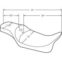 Asiento 2 plazas Extended Reach Predator — Largo total 31 in, largo conductor 19 in
