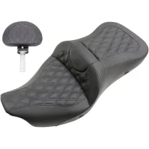 Asiento Roadsofa™ con costura enrejada y calefacción — 76 cm (30") totales, conductor 40 cm (15-3/4"), pasajero 33 cm (13"), neg
