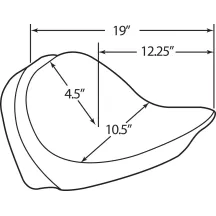 Asiento solo compatible con respaldo — Longitud total 48,3 cm (19"), Longitud asiento 31 cm (12,1/4"), Ancho 26,5 cm (10,1/2"), 