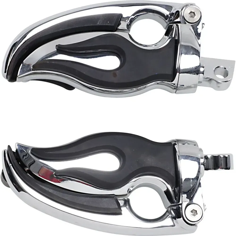 Flamin' Switchblade Pegs — male mount, pair, black, chrome