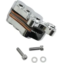 Ness Tech pinza de freno de seis pistones con diámetro diferencial — 6 pistones, rotor 300 mm, delantero derecho, Cromo, con ABS