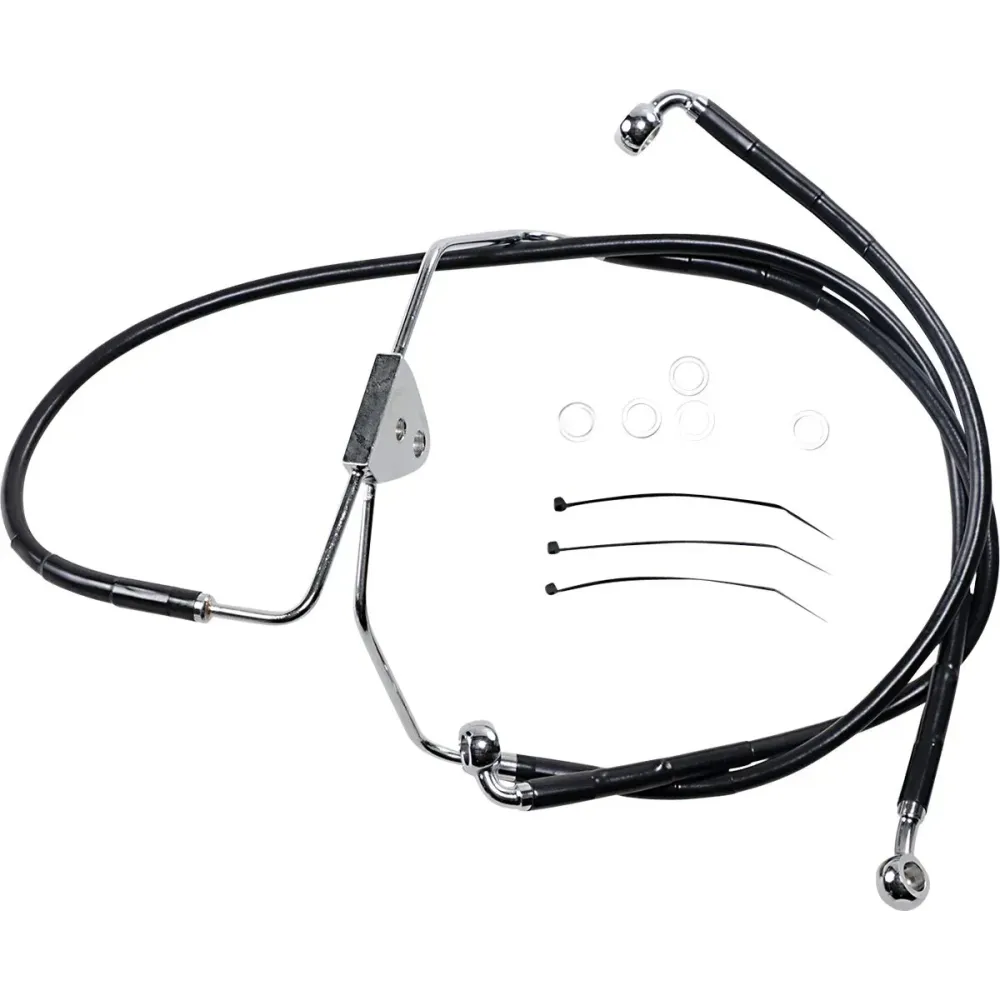 Kit de latiguillos de freno de vinilo negro de longitud extendida — Sobredimensionado +5.1 cm (2"), 63.5 cm (25"), sin ABS