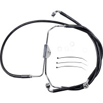 Extended Length Black Vinyl Brake Line Kit — Oversize +10.2 cm (4"), 39 cm (15-3/8"), 68.5 cm (27"), front, without ABS