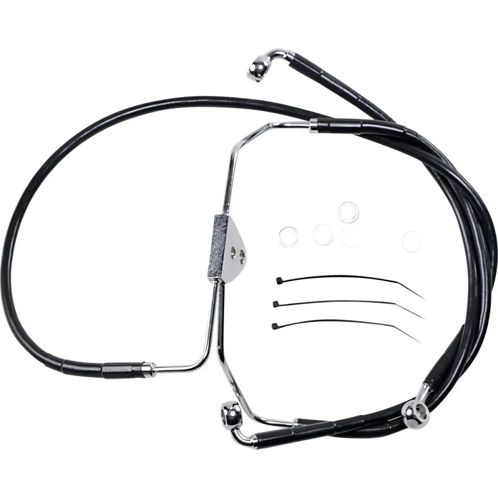 Kit de líneas de freno de vinilo negro de longitud extendida — Sobredimensionado +10.2 cm (4"), 39 cm (15-3/8"), 68.5 cm (27"), 
