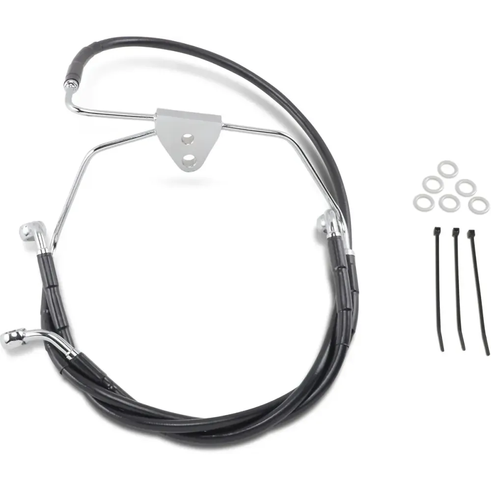 Extended Length Black Vinyl Brake Line Kit — 16", 28-7/8", Oversize +2", Front