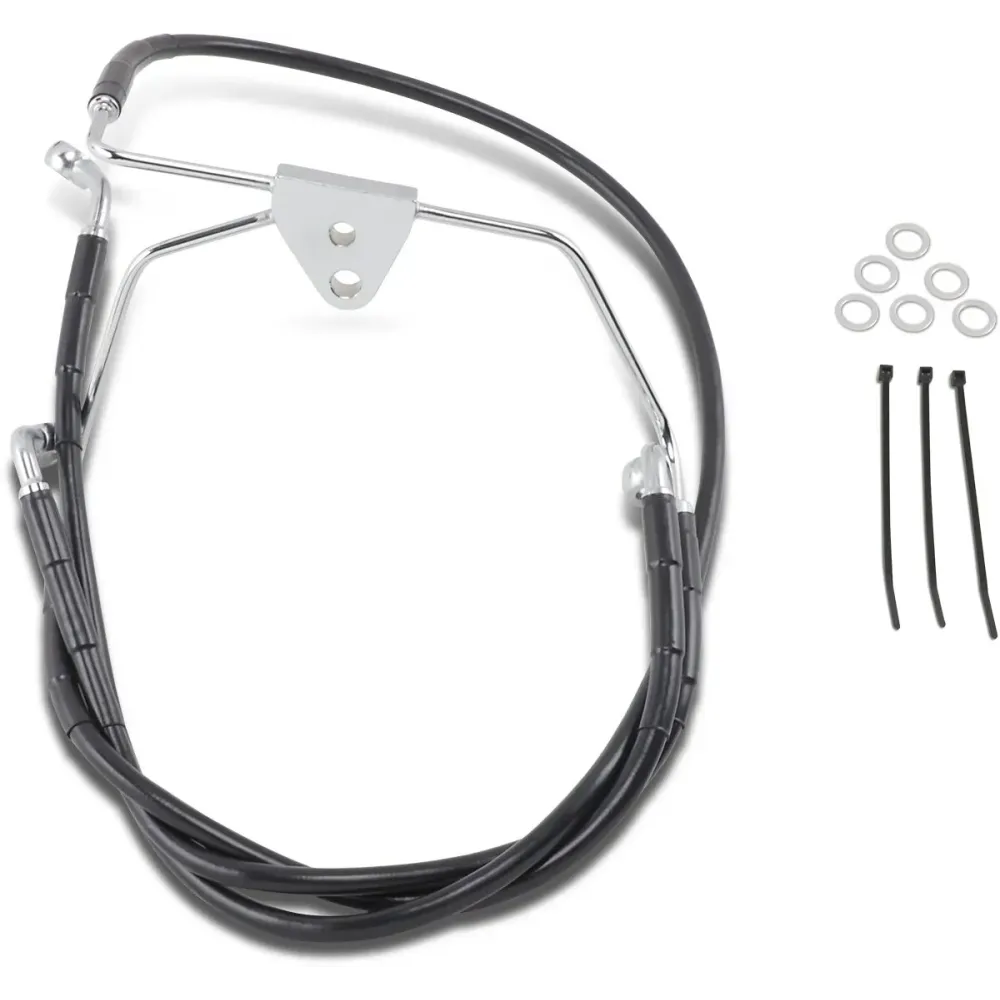Extended Length Black Vinyl Brake Line Kit — 16 in, 36.875 in, Oversize +10 in, front