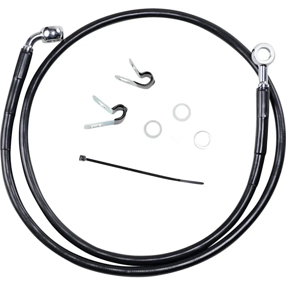 Kit de línea de freno de vinilo negro de longitud extendida — 107.5 cm, sobredimensionado +10.2 cm, delantero