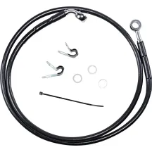 Kit de latiguillos de freno de vinilo negro de longitud extendida — 118 cm (46-3/8"), Sobredimensionado +20.3 cm (8"), Delantero