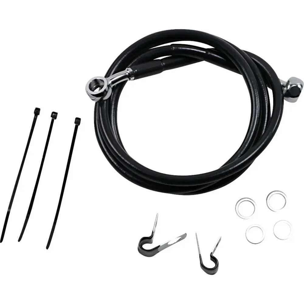 Kit de latiguillos de freno de vinilo negro de longitud extendida — 120 cm (47-1/4"), Sobredimensionado +5,1 cm (2"), Delantero