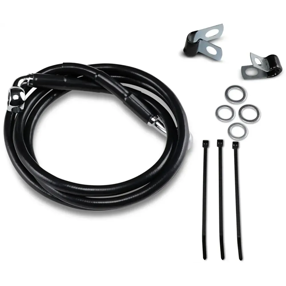 Kit de latiguillos de freno de vinilo negro de longitud extendida — 117 cm (46"), Sobredimensionado +10.2 cm (4"), Delantero