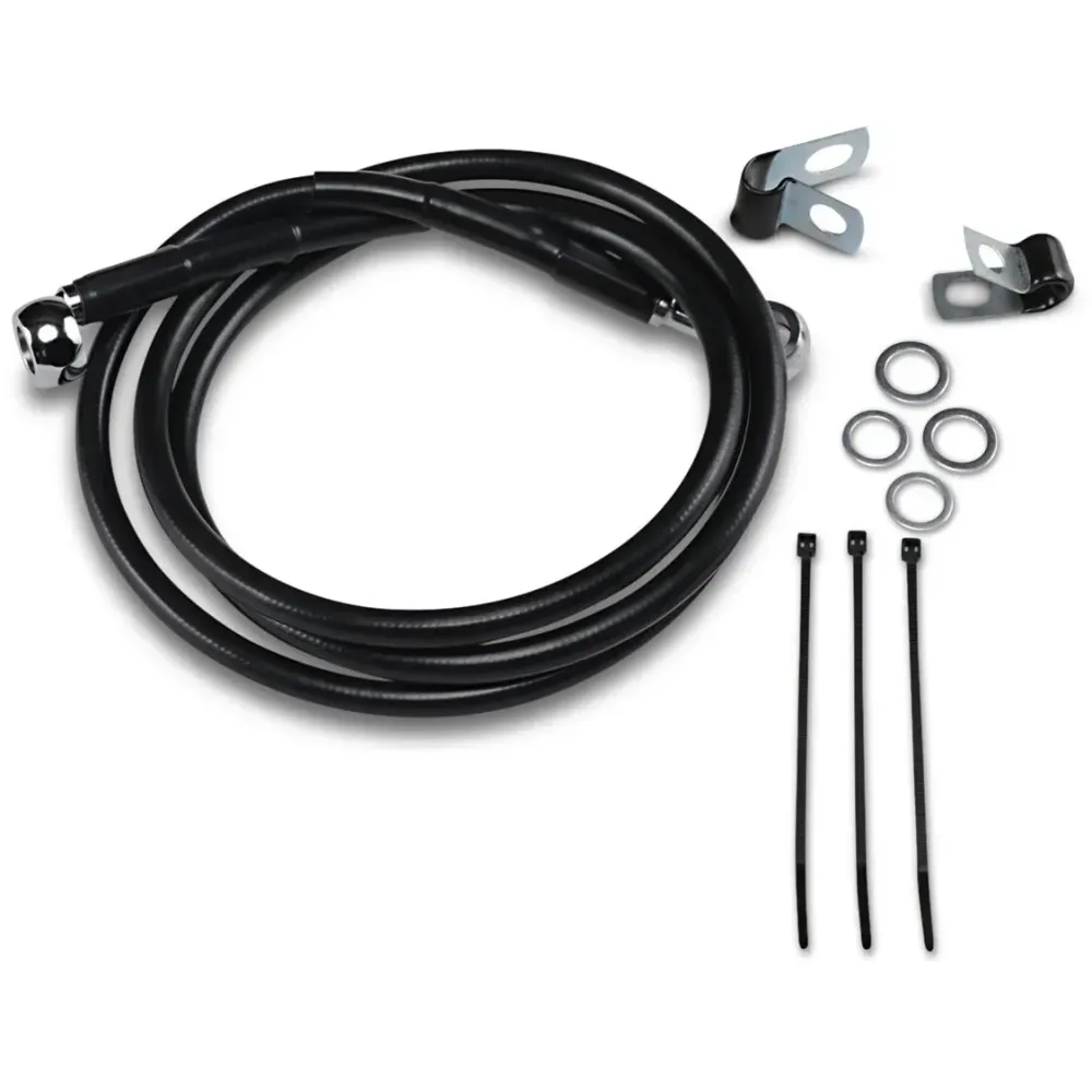 Kit de líneas de freno de vinilo negro de longitud extendida — 132 cm (52"), Sobredimensionado +25.4 cm (10"), Delantero
