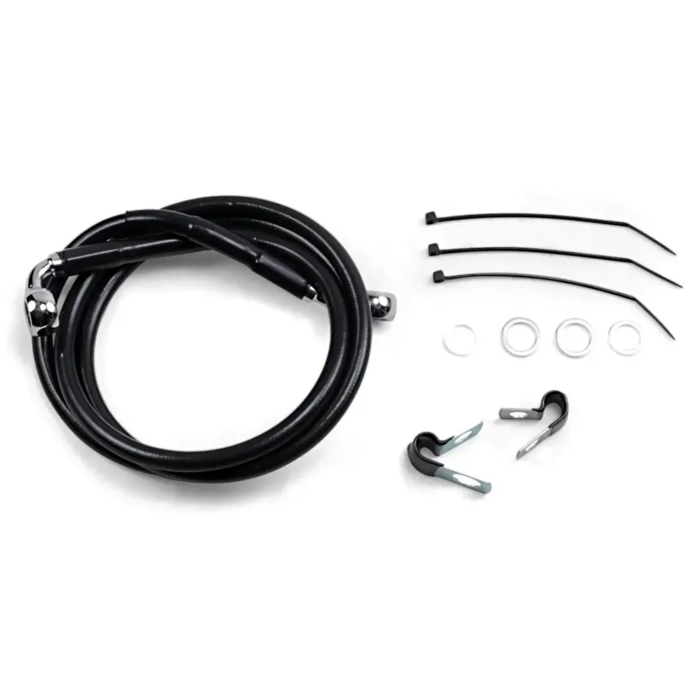 Kit de latiguillos de freno de vinilo negro de longitud extendida — 114 cm (44-7/8"), sobredimensionado +15,2 cm (6")